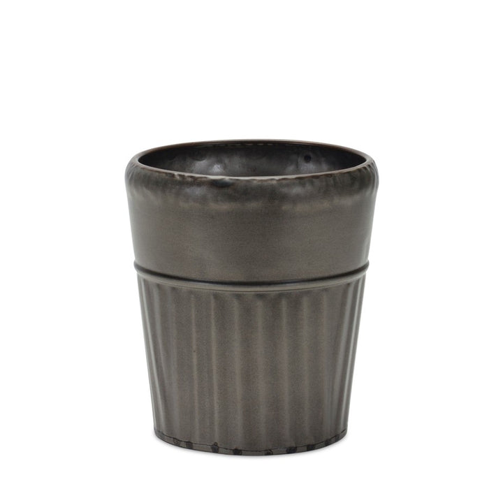 Melrose Pewter Metal Planter/Tapered Design, Set of 3, Grey
