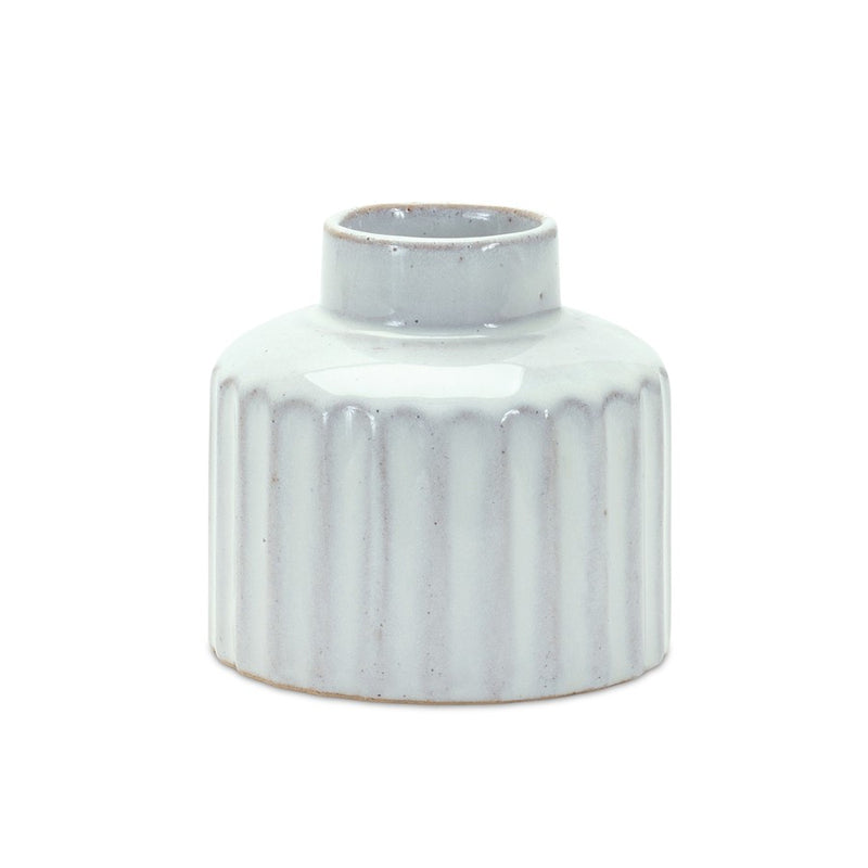 Melrose International Ribbed Porcela, Vase/Washed, Set of 2, White