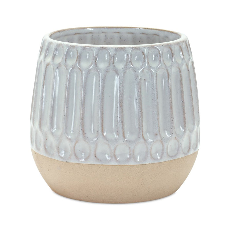 Melrose Ribbed Porcela, Vase/Two Tone Design, Set of 2, Beige/Brown