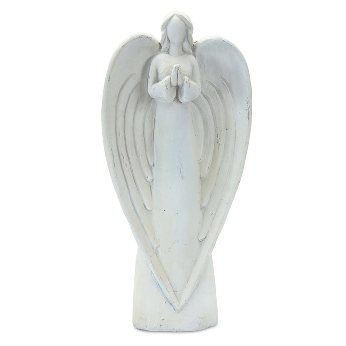 Melrose Stone Garden Angel Statue/Bird Accent, Set of 2, White