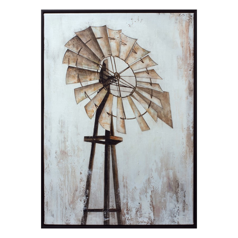 Melrose Framed Windmill Canvas Print 28"H, Brown/Black - 85526DS