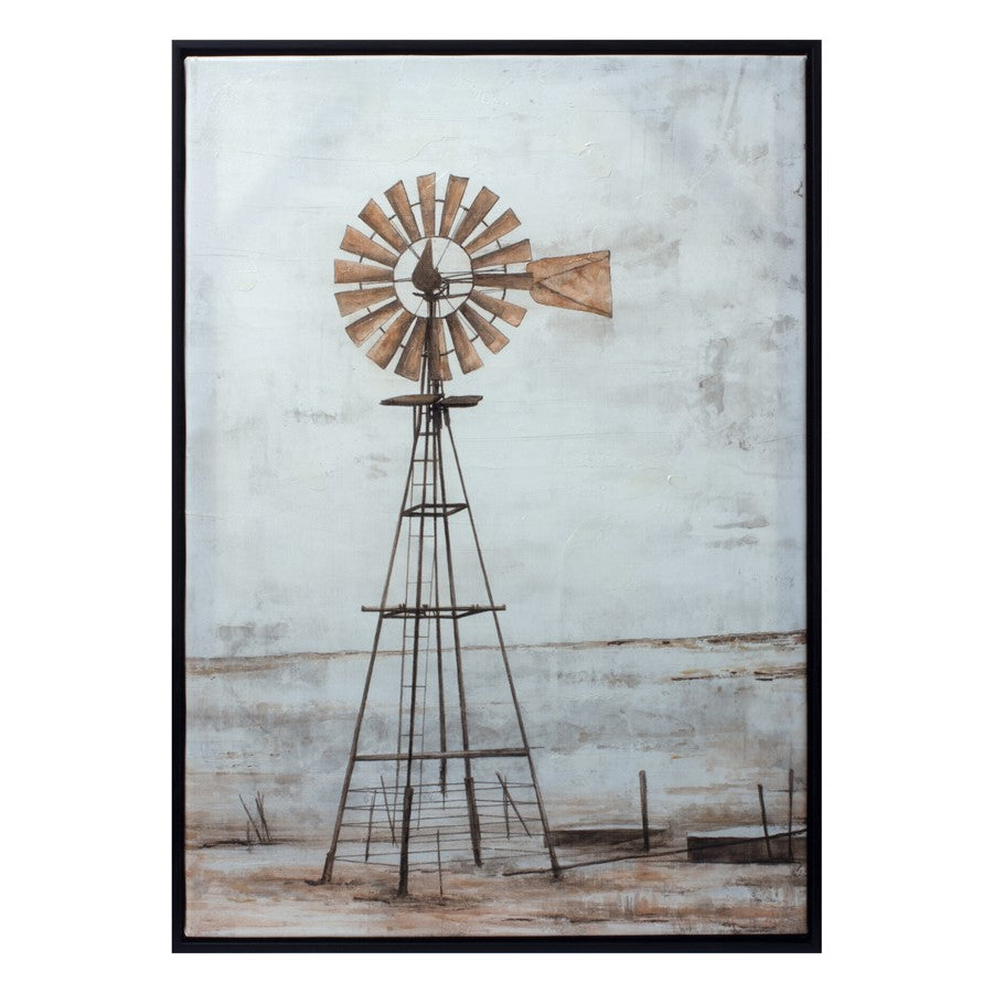 Melrose Framed Windmill Canvas Print 28"H, Brown/White/Black - 85527DS