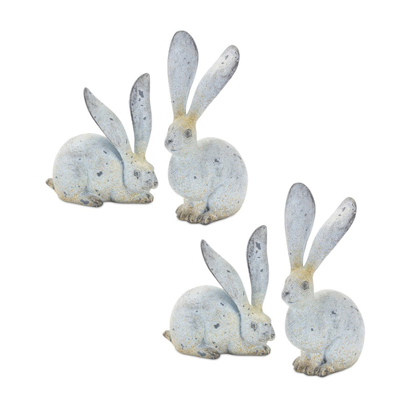 Melrose Weathered Stone Rabbit Statue/Distressed/Set of 4, Grey/Brown - 85552DS