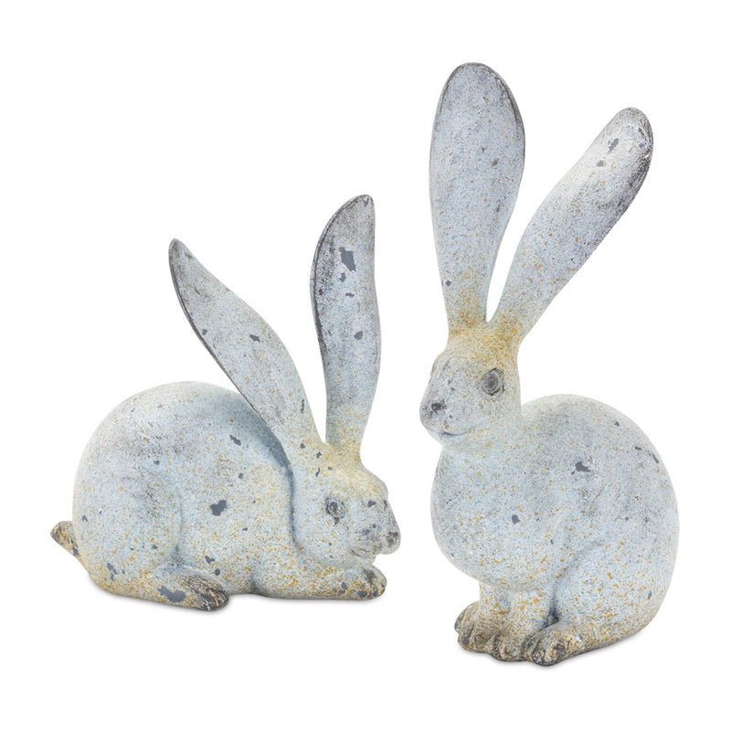 Melrose Weathered Stone Rabbit Statue/Distressed/Set of 4, Grey/Brown