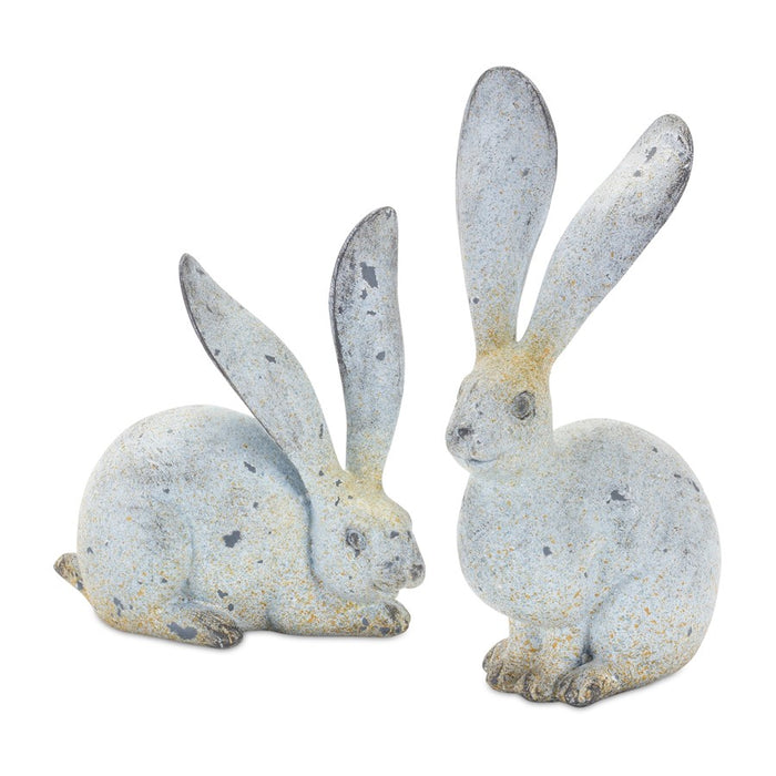 Melrose Weathered Stone Rabbit Statue/Distressed, Set of 4, Grey/Brown