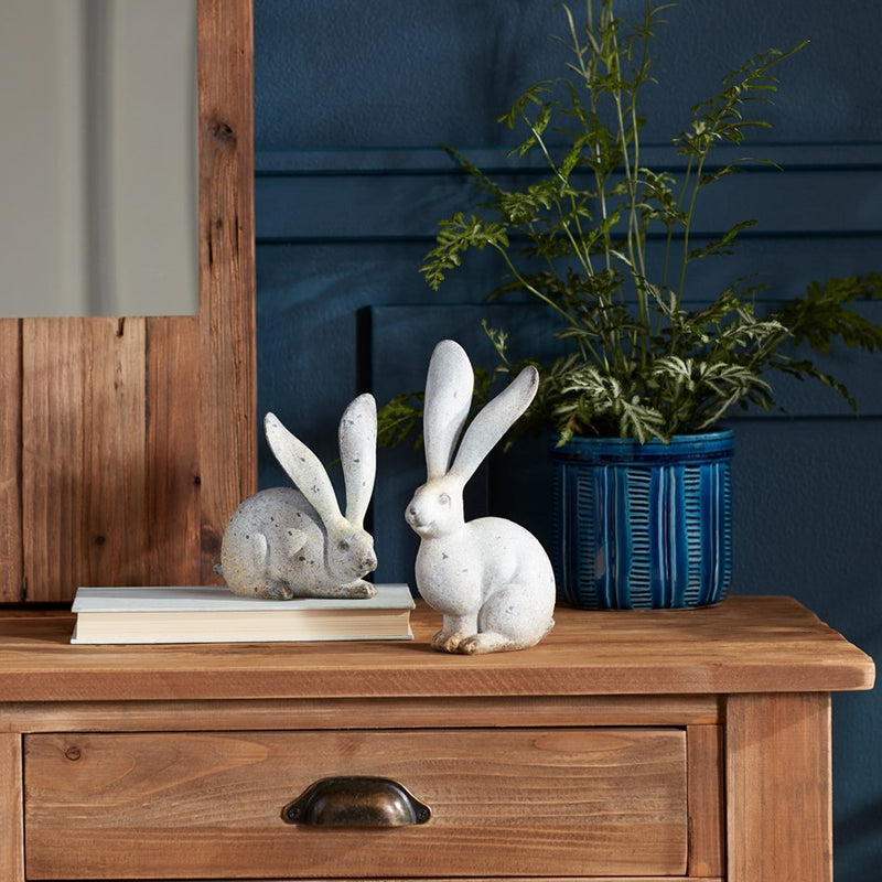 Melrose Weathered Stone Rabbit Statue/Distressed/Set of 4, Grey/Brown