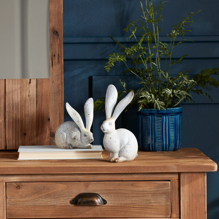 Melrose Weathered Stone Rabbit Statue/Distressed/Set of 4, Grey/Brown
