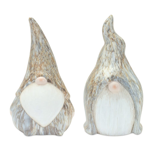 Melrose Modern Terra Cotta Gnome Figurine/Marble, Set of 2, Grey/White - 85557DS