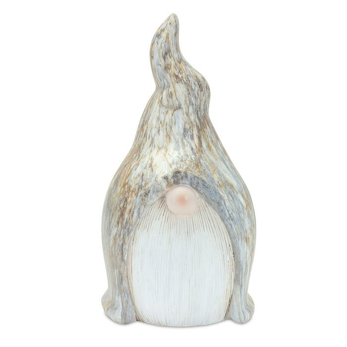 Melrose Modern Terra Cotta Gnome Figurine/Marble, Set of 2, Grey/White
