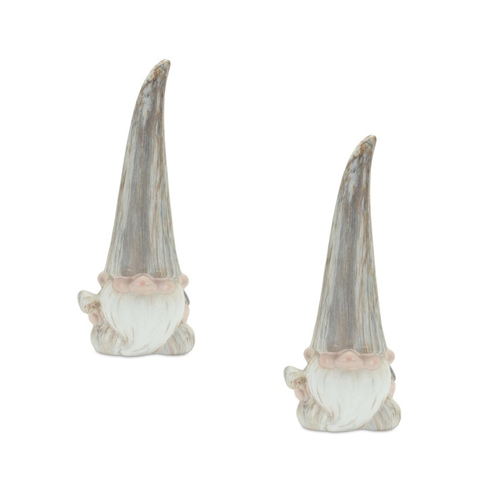 Melrose Modern Terra Cotta Gnome Figurine/Marble, Set of 2, Blue/White - 85558DS