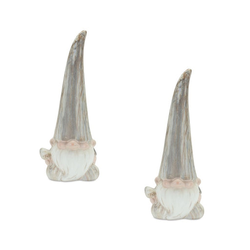 Melrose Modern Terra Cotta Gnome Figurine/Marble/Set-2, Blue/White - 85558DS