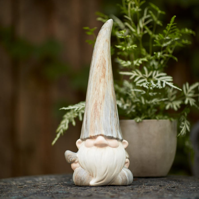 Melrose Modern Terra Cotta Gnome Figurine/Marble/Set-2, Blue/White