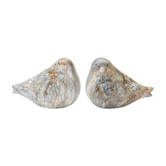 Melrose Terra Cotta Bird/Marble Design, Set of 2, Blue/Grey/White - 85559DS