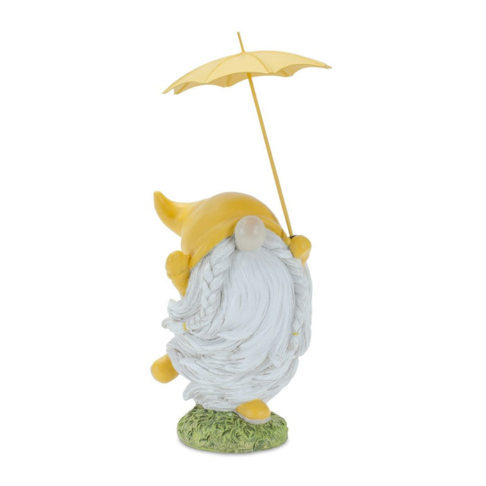 Melrose Whimsical Dancing Garden Gnome Figurine/Umbrella, Set of 2, Ye