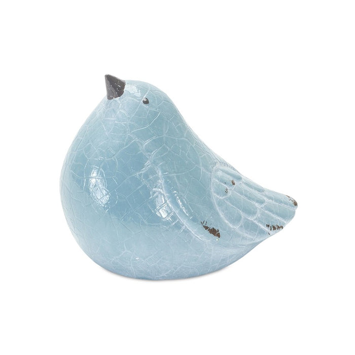 Melrose Cracked Terra Cotta Bird Figurine/Distressed, Set of 4, Blue/G