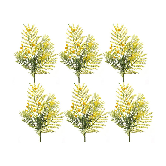 Melrose Mimosa Leaf Berry Spray (Set of 6), Green/Yellow - 85587DS