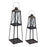 Melrose Traditional Metal Lantern/Tapered Stand, Set of 2, Black - 85611DS