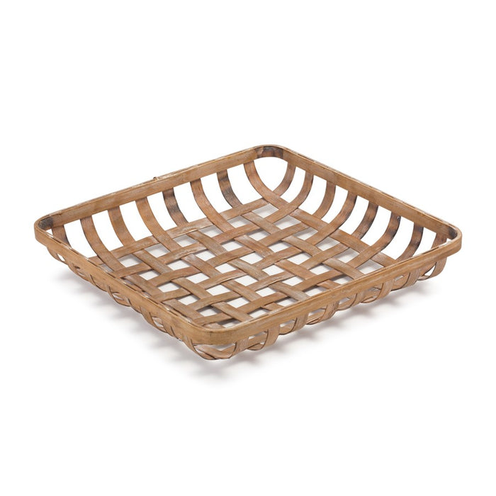 Melrose International Square Bamboo Basket Tray, Set of 2, Brown