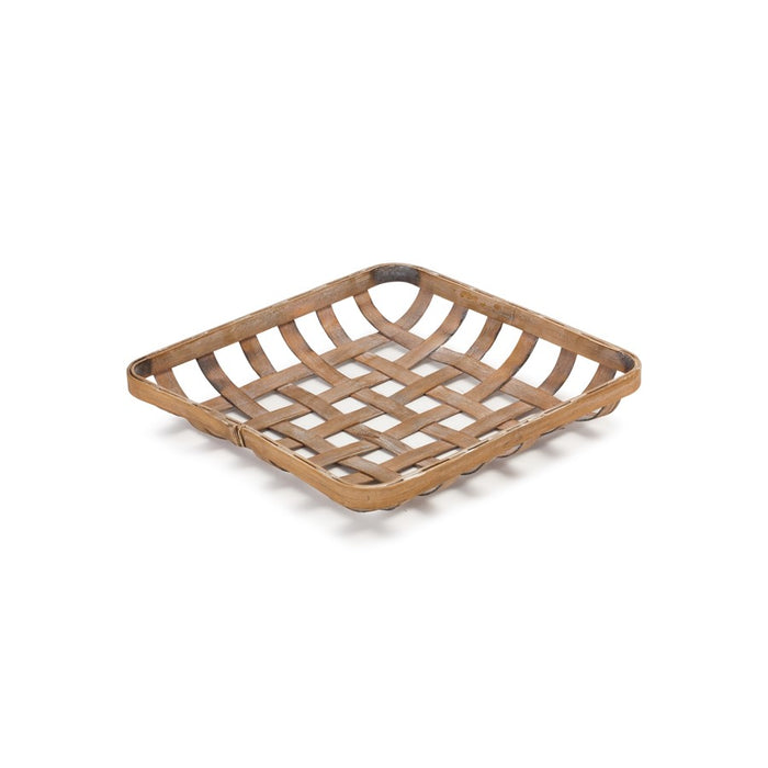 Melrose International Square Bamboo Basket Tray, Set of 2, Brown