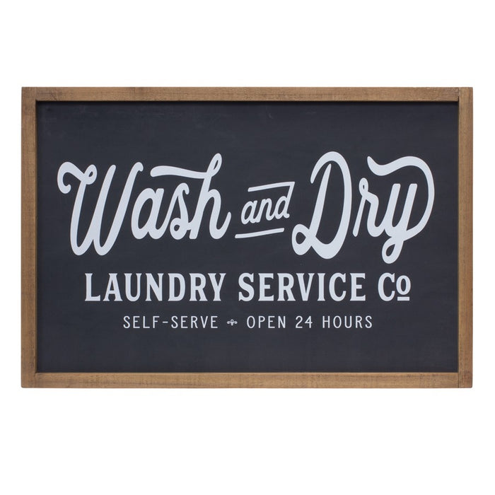 Melrose International Wood Laundry Sentiment Sign 18.25"L, Black/White - 85622DS