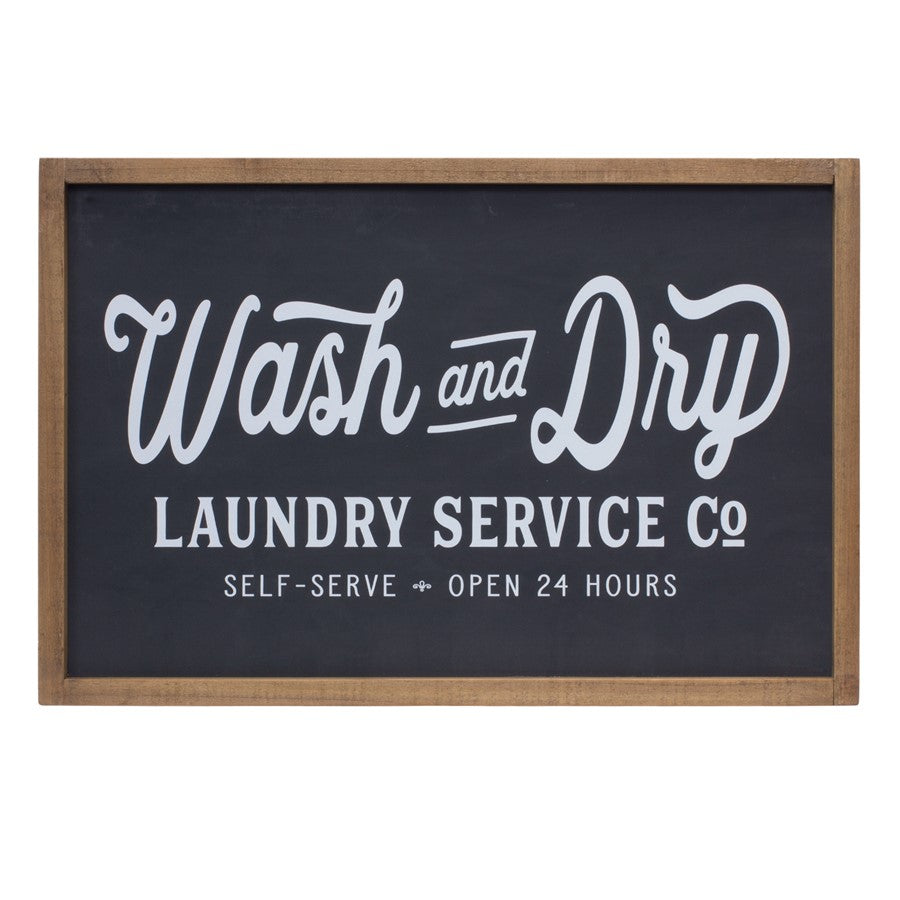 Melrose International Wood Laundry Sentiment Sign 18.25"L, Black/White - 85622DS