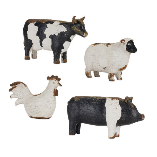 Melrose Farm Animal Candle Holder, Set of 4, White/Brown/Black - 85627DS