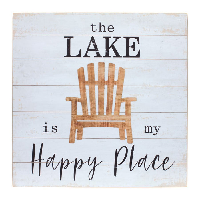 Melrose Wooden Lake Life Sentiment Sign, Set of 2, White/Blue