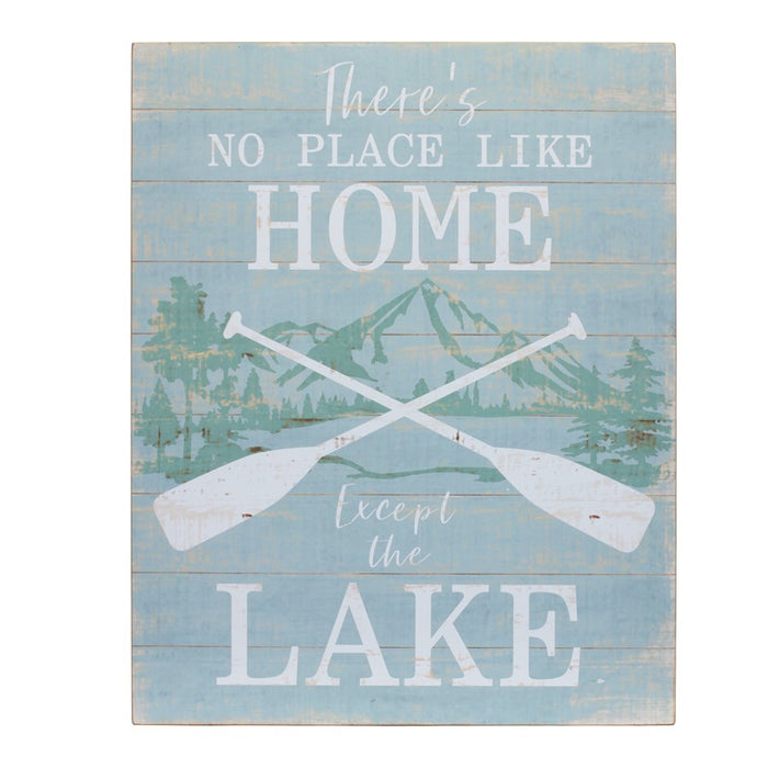 Melrose Wooden Lake Life Sentiment Sign, Set of 2, White/Brown/Blue