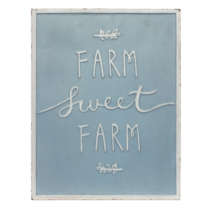 Melrose Metal Farm Life Sentiment Sign, Set of 2, Blue/White