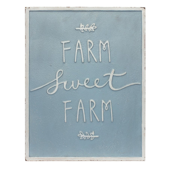Melrose Metal Farm Life Sentiment Sign, Set of 2, Blue/White