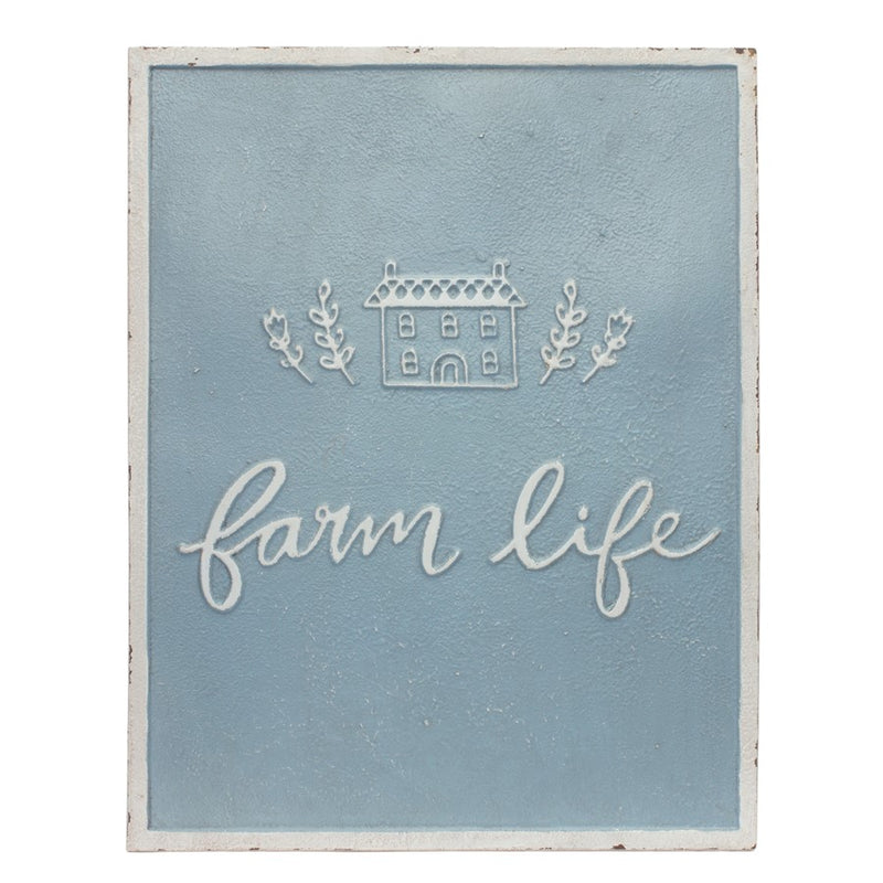 Melrose Metal Farm Life Sentiment Sign, Set of 2, Blue/White