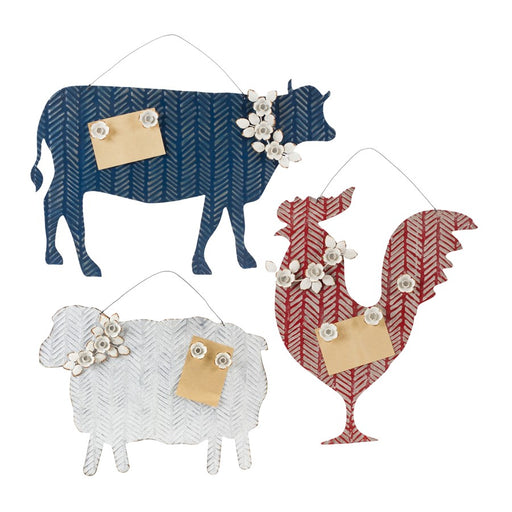 Melrose Farm Animal Magnetic Memo Board, Set of 3, White/Red/Blue - 85632DS