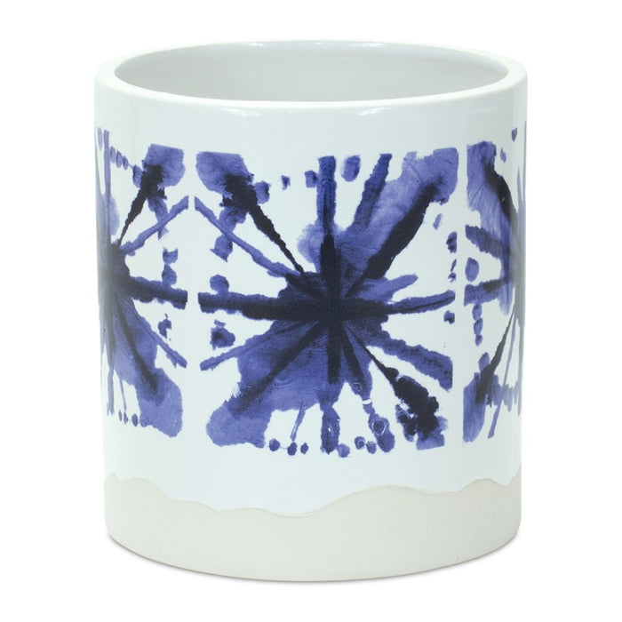 Melrose International Tie-Dye Print Ceramic Pot, Set of 2, White