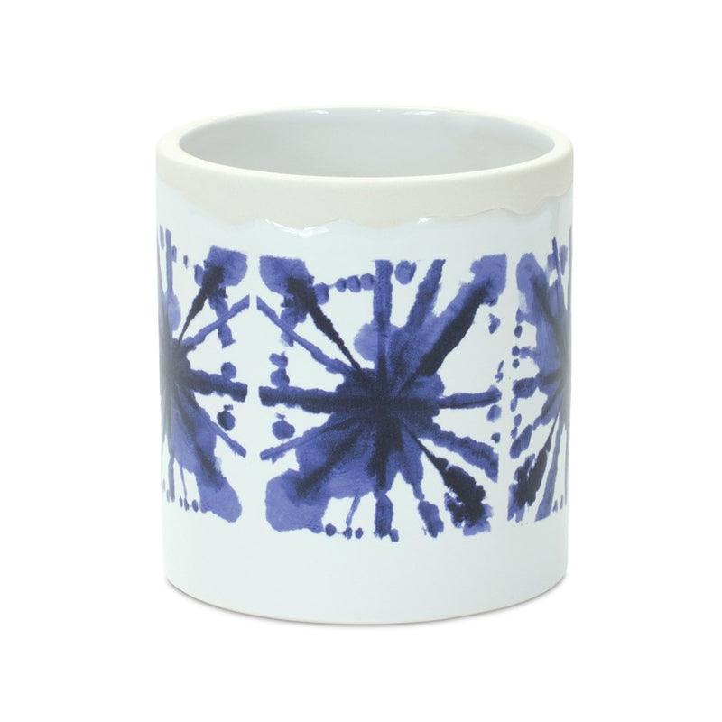 Melrose International Tie-Dye Print Ceramic Pot, Set of 2, White