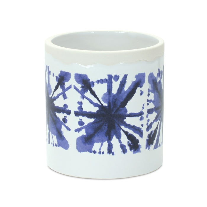 Melrose International Tie-Dye Print Ceramic Pot, Set of 2, White