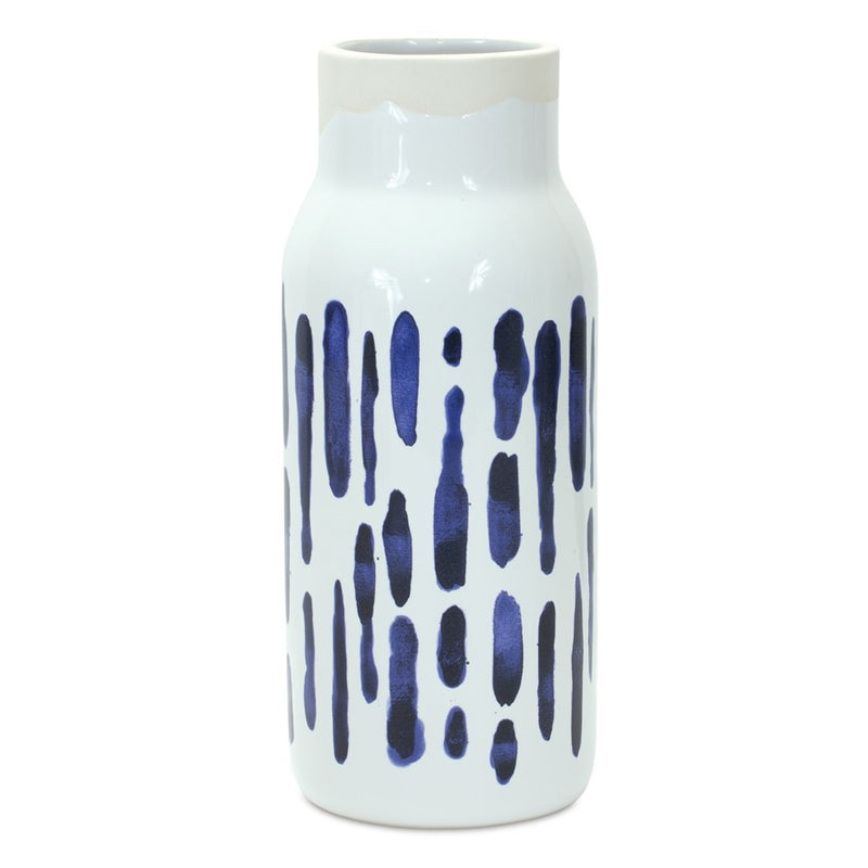 Melrose Two-Tone Tie Dye Design Ceramic Vase, Set of 2, Blue/White