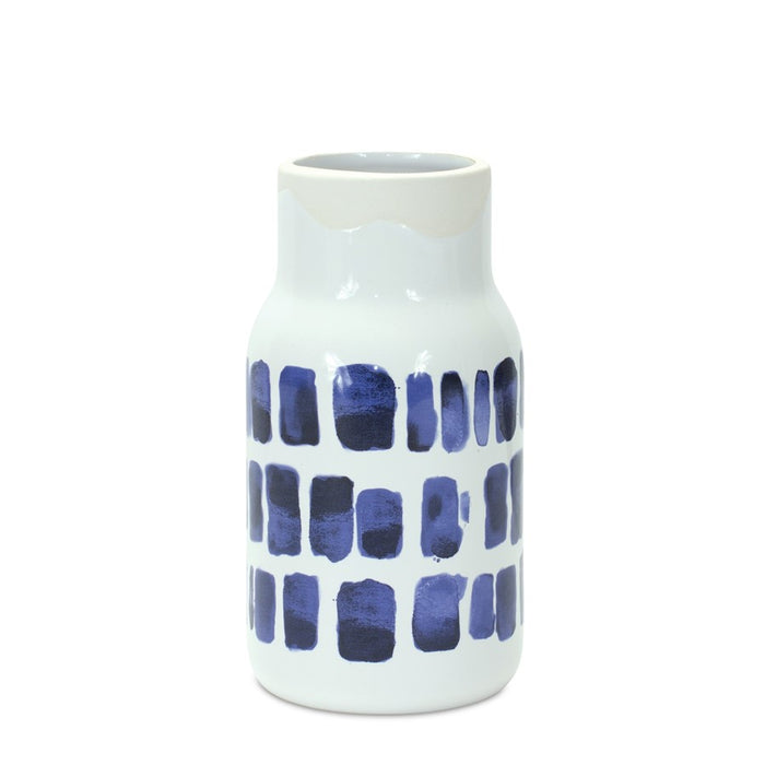 Melrose Two-Tone Tie Dye Design Ceramic Vase, Set of 2, Blue/White