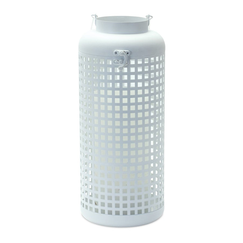 Melrose International White Punched Metal Candle HoldeRed - 85665DS
