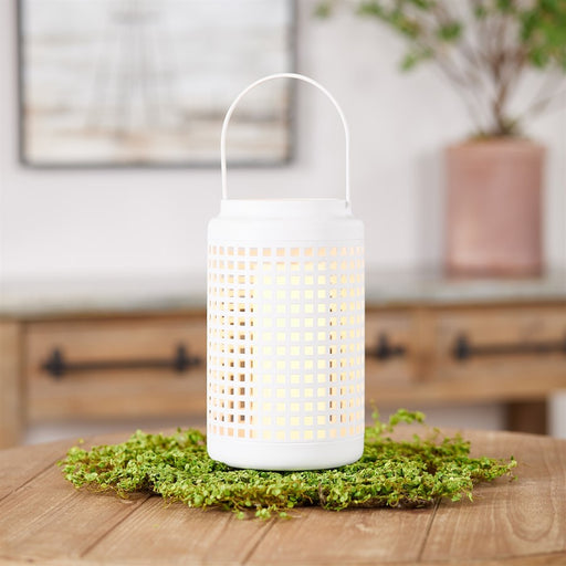 Melrose International White Punched Metal Candle HoldeRed