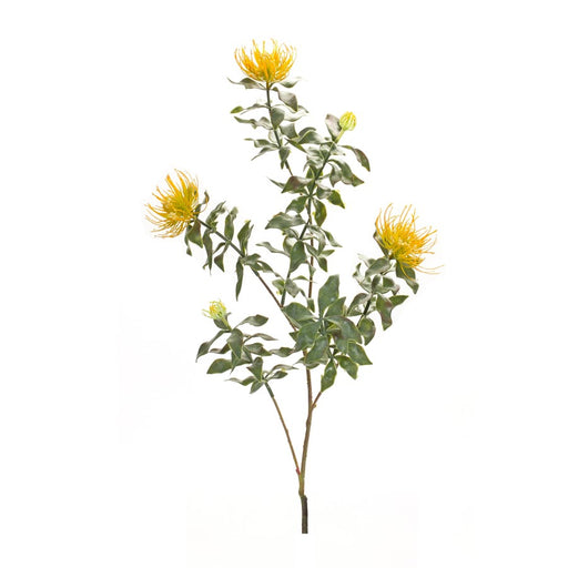 Melrose International Flocked Protea Spray, Set of 6, Yellow/Green