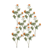Melrose International Flocked Protea Spray, Set of 6, Orange/Green - 85684DS
