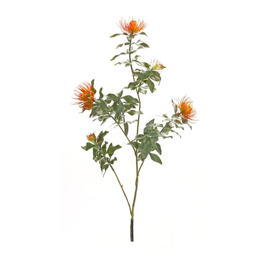 Melrose International Flocked Protea Spray, Set of 6, Orange/Green