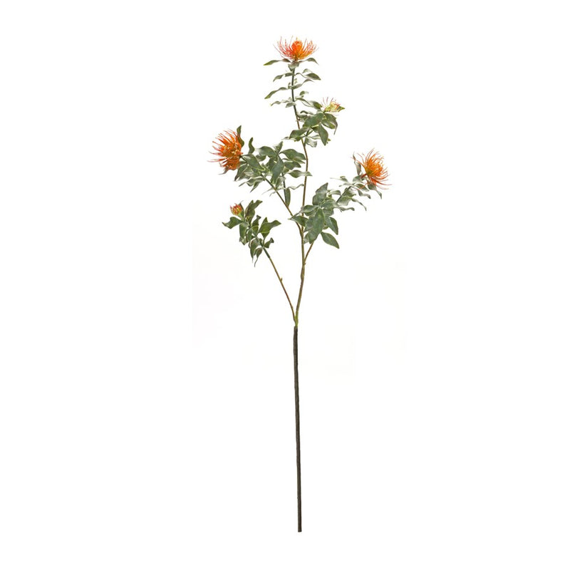 Melrose International Flocked Protea Spray, Set of 6, Orange/Green