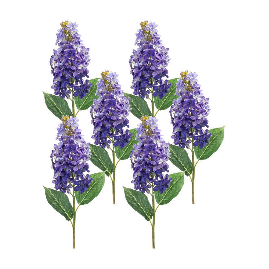 Melrose Varigated Purple Lilac Flower Stem, Set of 6, Purple/Green - 85695DS