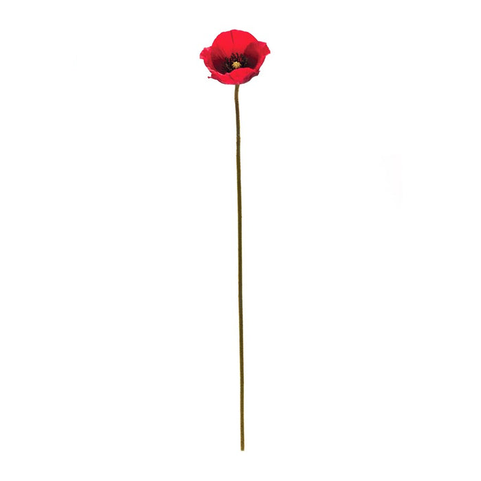 Melrose International Poppy Flower Stem, Set of 6, Green/Red