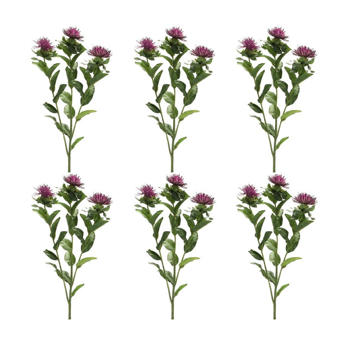 Melrose International Thistle Floral Spray, Set of 6, Green/Purple - 85704DS