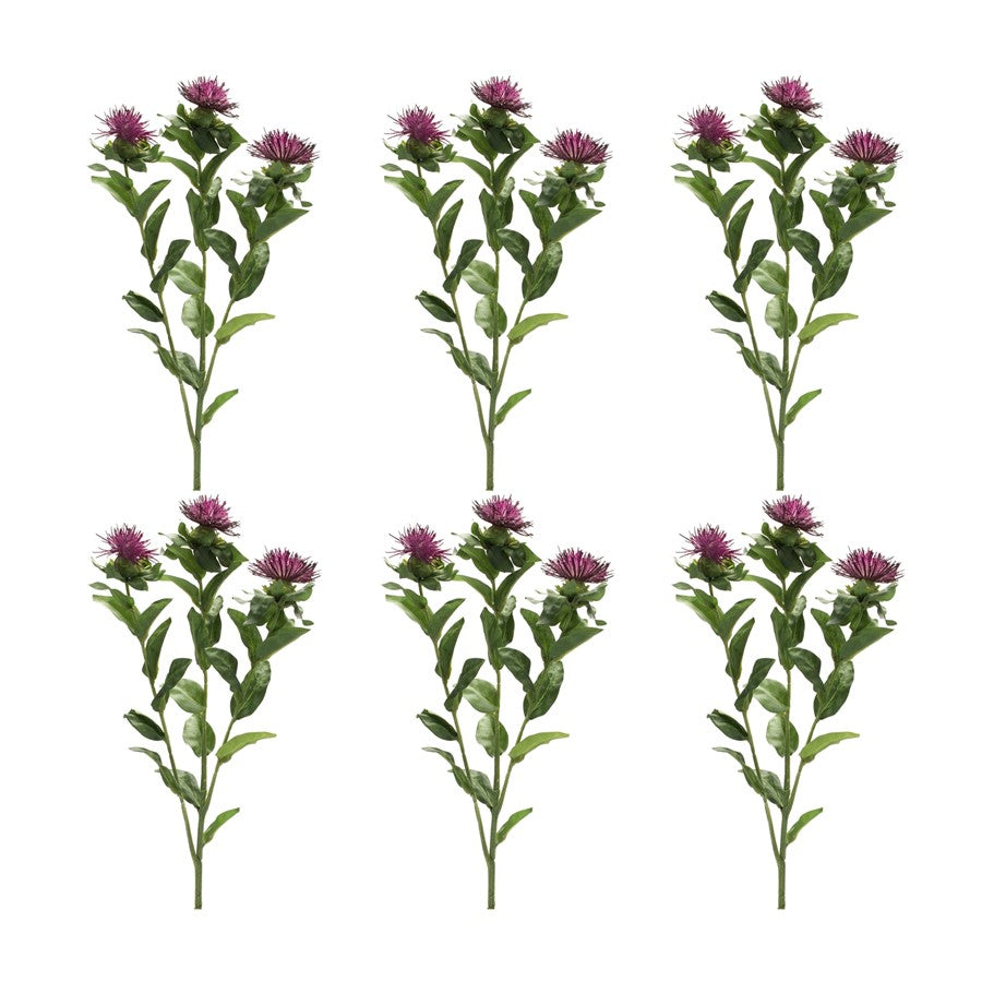 Melrose International Thistle Floral Spray, Set of 6, Green/Purple - 85704DS