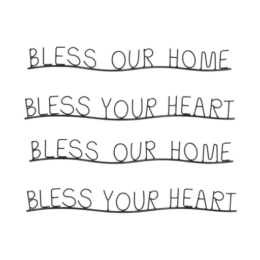 Melrose Bless Our Home/Heart Sentiment Decor, Set of 4, Black - 85724DS