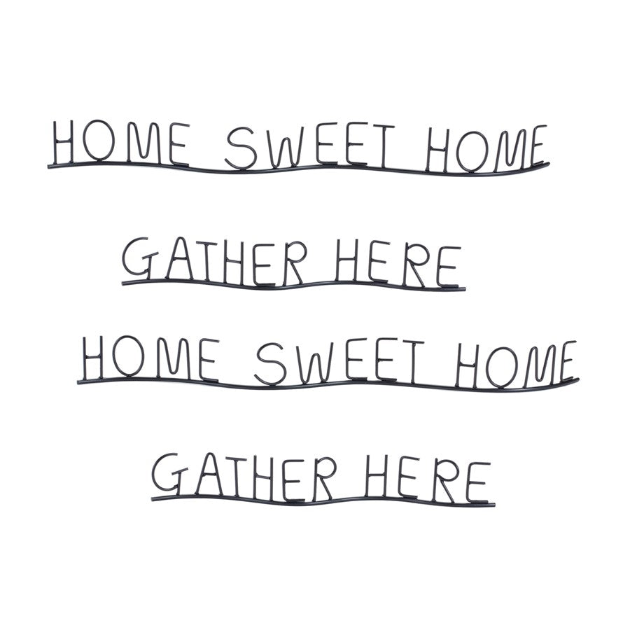 Melrose International Gather/Home Sentiment Decor, Set of 4, Black - 85725DS