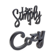Melrose Cozy/Simply Sentiment Block Cut Out, Set of 2, Black - 85728DS